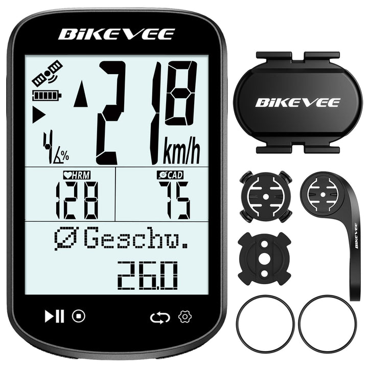 Wireless GPS Tacho Fahrradcomputer, 2in1 Trittfrequenzsensor, ANT+ & Bluetooth, IPX7 Wasserdicht, 50