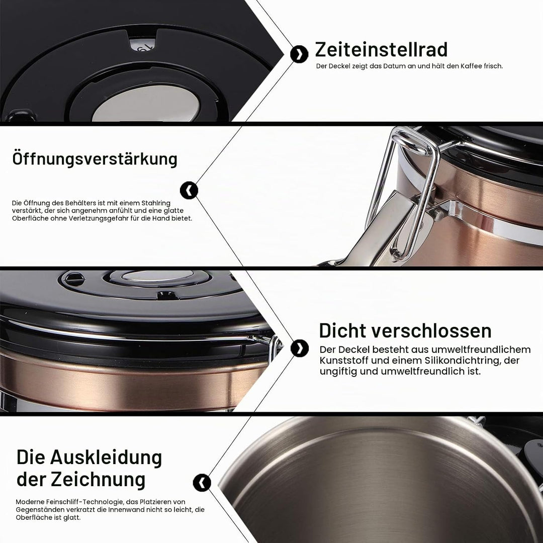 Edelstahl-Kaffeekanister, 50,7 Unzen luftdichte Vorratsbehälter für Lebensmittel Küchenkanister für