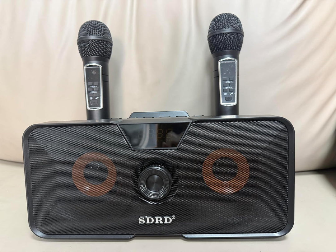 Tragbarer Karaoke Maschine,Karaoke mit 30W Bluetooth Lautsprecher,2 Kabellosen Karaoke-MikrofonWiede