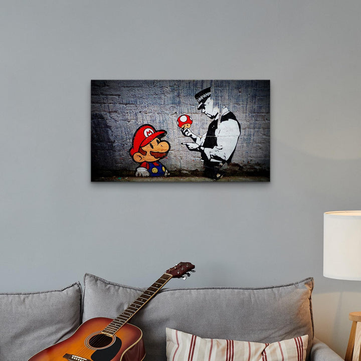 Giallobus - Gemälde - Banksy - - Standardleinwand - 100x60-08 - Super Mario - Bereit zum Aufhängen -