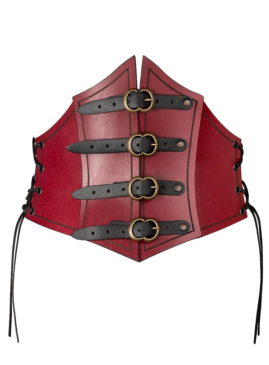 Andracor – Steampunk Corsage Renaissance – Unterbrust Ledermieder mit Zierschnallen und Korsett Opti