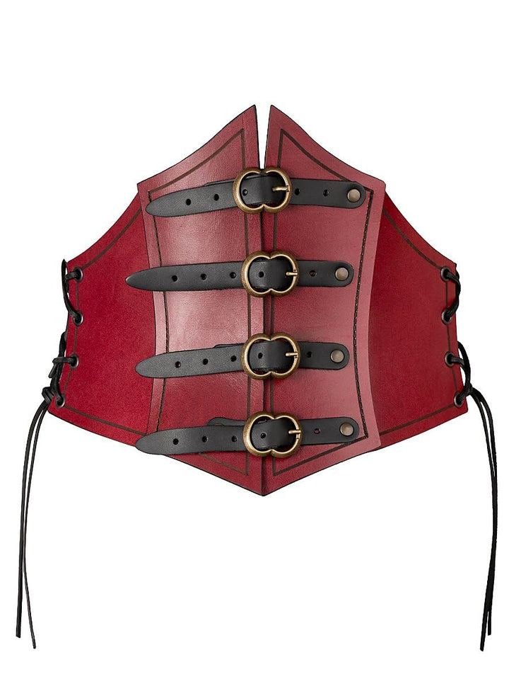 Andracor – Steampunk Corsage Renaissance – Unterbrust Ledermieder mit Zierschnallen und Korsett Opti