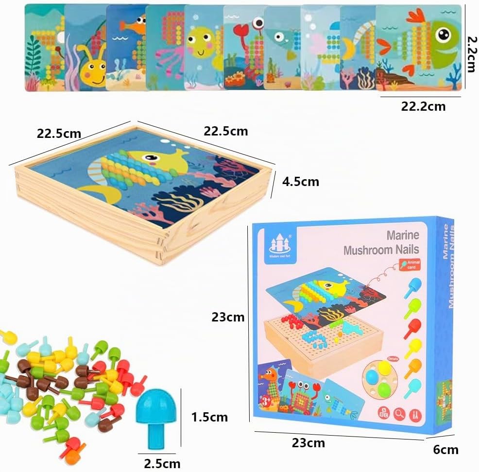 RANJIMA Mosaik Steckspiel Bastelset für Kinder Ab 3-5 Jahre - Pegboard Mit 240 Steckperlen, 10 Bilde