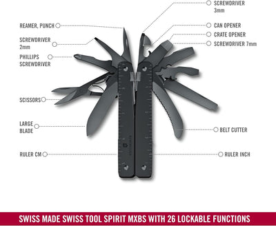 VICTORINOX Swiss Tool Spirit MXBS, Multifunktionswerkzeug, 26 Funktionen, Swiss Made, Multitool mit