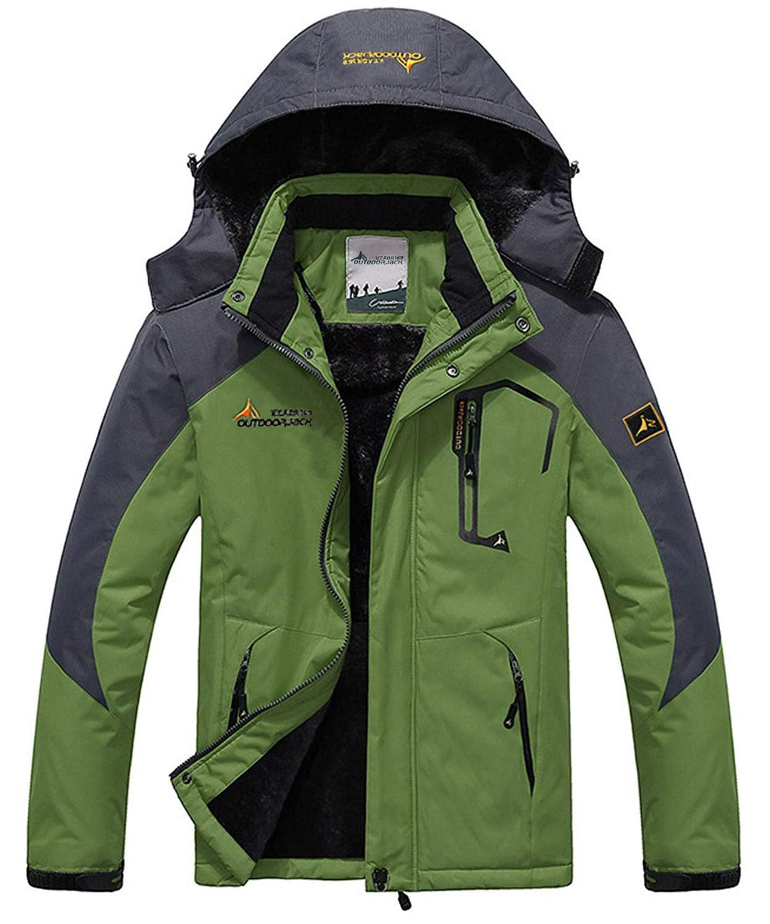 Memoryee Herren Ski Jacke Warmer Gefüttert Winter Fleece Mantel Wasserdichter mit Abnehmbarer Kapuze