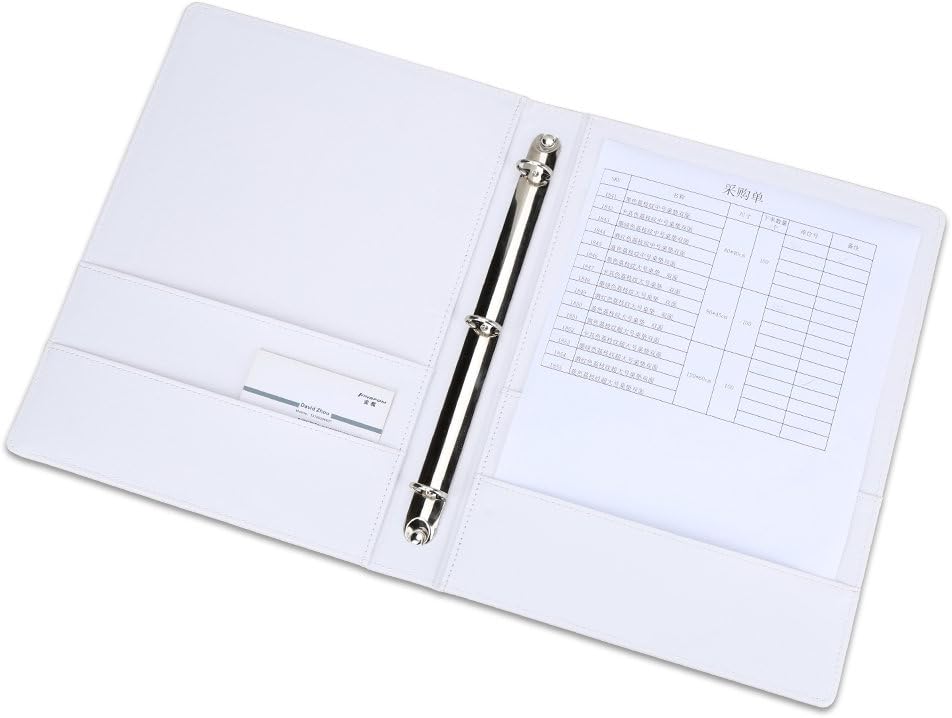 KINGFOM A4 Kunstleder Padfolio Ringbuch Business Datei Ordner Dokumentenhalter mit Kartenhalter (3 R