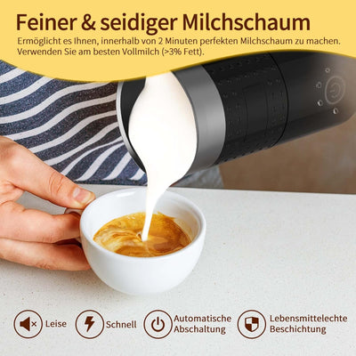 Milchaufschäumer Elektrisch 4 in 1 - Automatische Milchschäumer 300ml Grosses Fassungsvermögen Milch