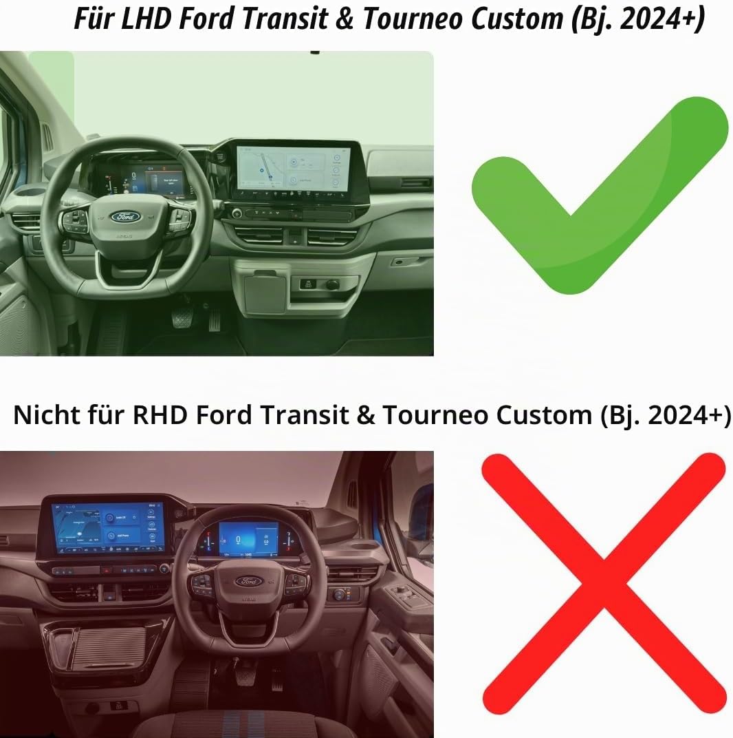 Handyhalterung für Ford Transit &amp; Tourneo Custom (ab 2024) – Fahrzeugspezifischer Clip für 13" Displ