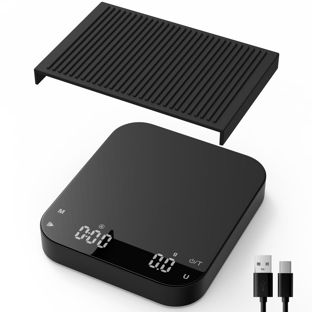 Diyife Kaffeewaage mit Timer, 3kg/0,1g Wiederaufladbare Espresso Waage mit HD LCD Display, Tara Funk