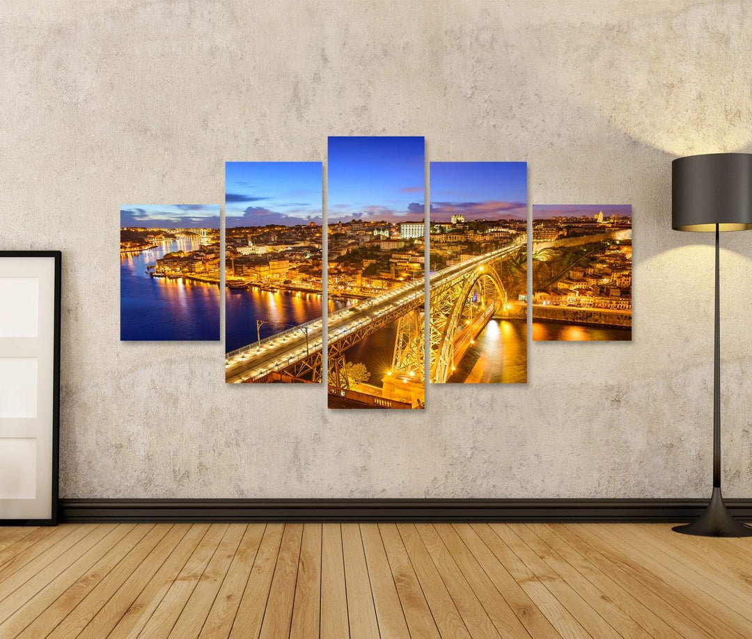 islandburner Bild auf Leinwand Porto Portugal Skyline Über Demfluss Douro Bilder Wandbilder Poster L