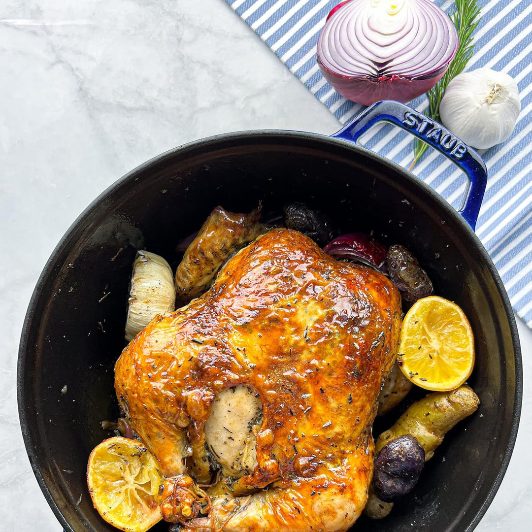 STAUB Gusseisen Bräter/Cocotte, Rund 28 cm, 6,7 L, Dunkel-Blau 28 cm, 6,7 L Dunkel-Blau, 28 cm, 6,7