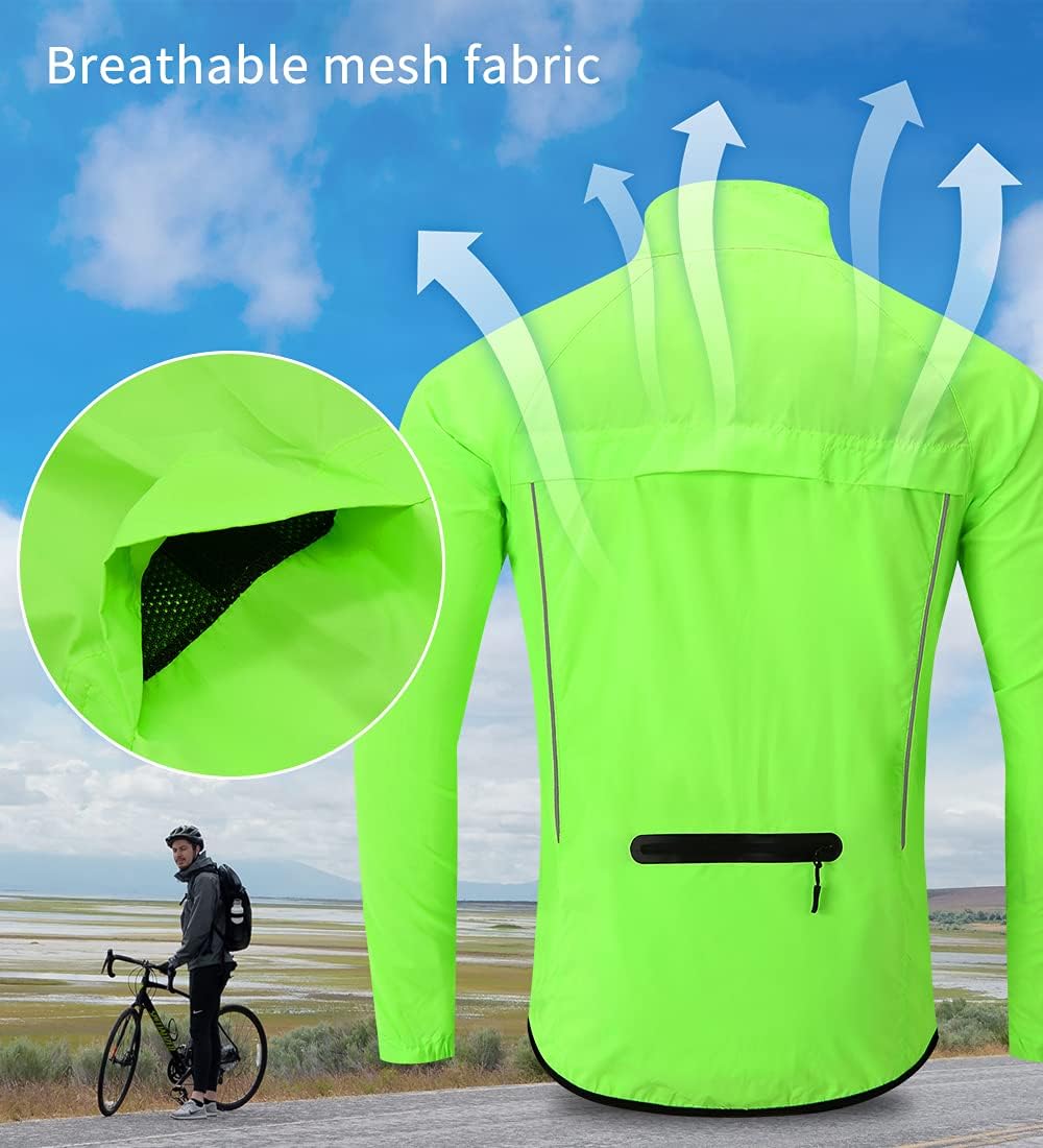 WOSAWE Herren-Fahrradjacke, Winddichte Radjacke Ultraleichte Sportbekleidung mit Reflektierendem Trä