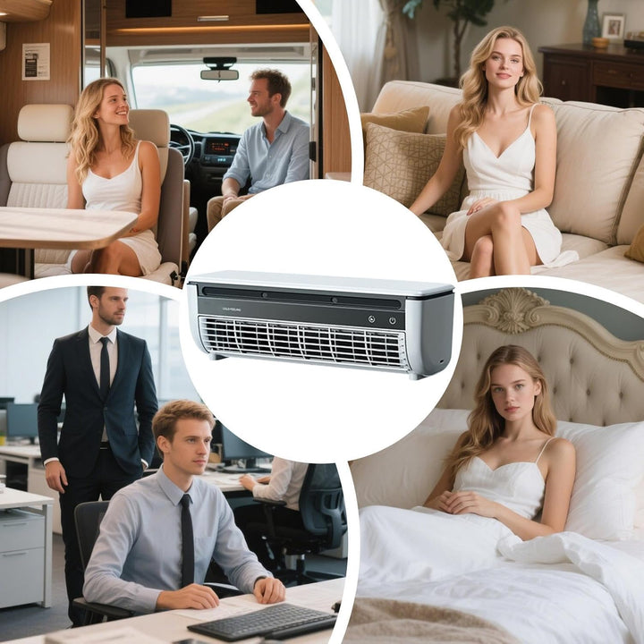 Wandmontierter Klimaanlagenventilator, Kabelloser USB-wiederaufladbarer Luftkühler mit 3 Geschwindig