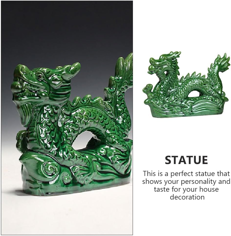 YARNOW Chinesische Tierkreiszeichen Figuren Drachen Figuren Feng Shui Statue Keramik Skulptur Drache