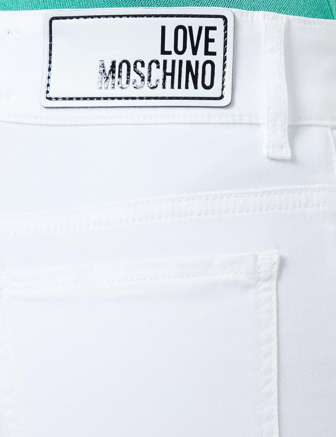Love Moschino Damen Stretch Lyocell Gabardine with Matchng Logo Back Tag Hose, Optical White