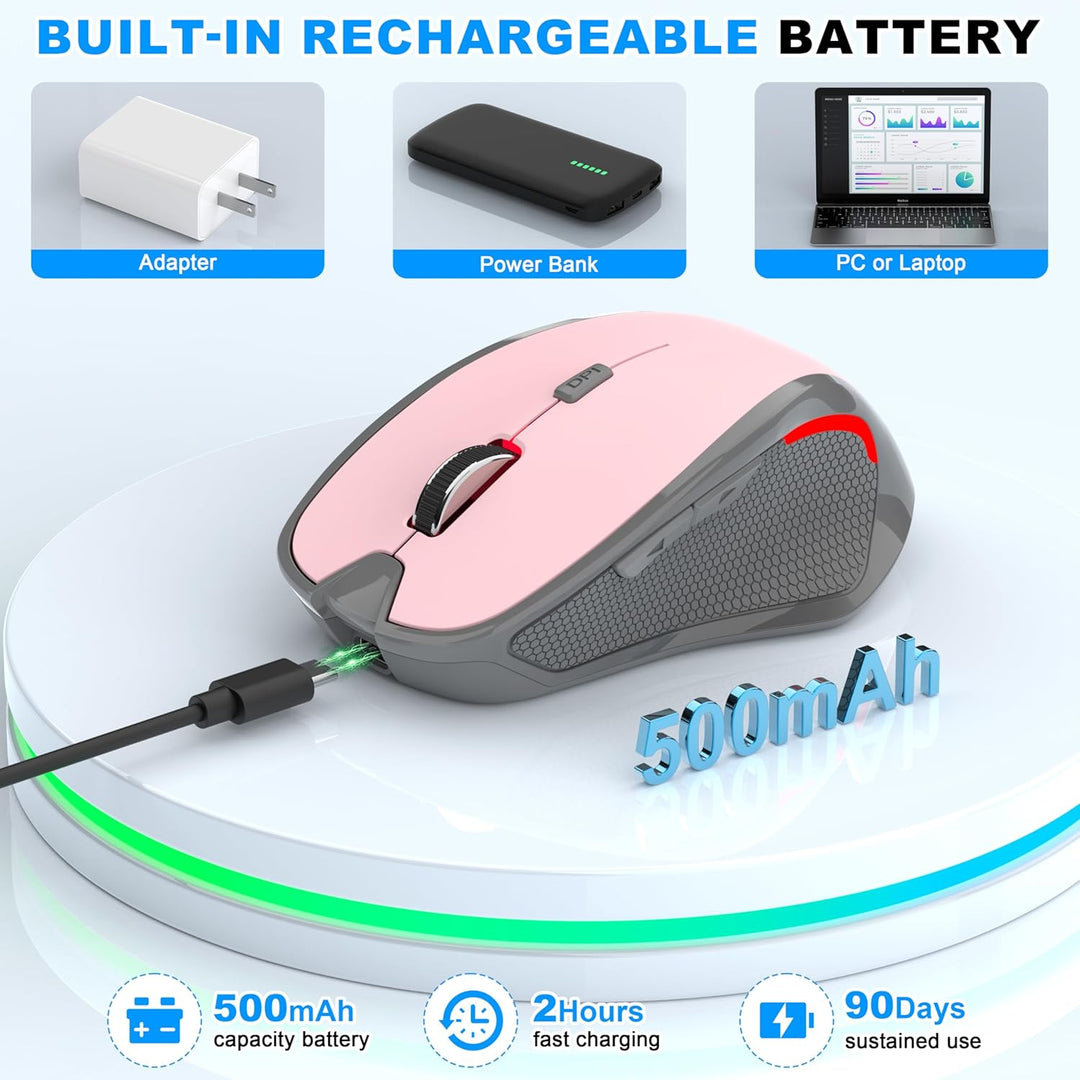Azmall Ergonomische Maus Kabellos für Laptop/PC/MacBook/iPad, 2.4GHz & Bluetooth Büro Stumme Funkmau