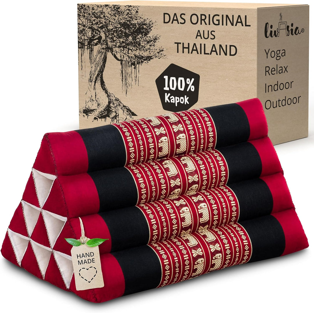 livasia Rückenstützkissen mit Muster, Dreieckskissen für den Garten, Keilkissen mit Kapok, vegan und