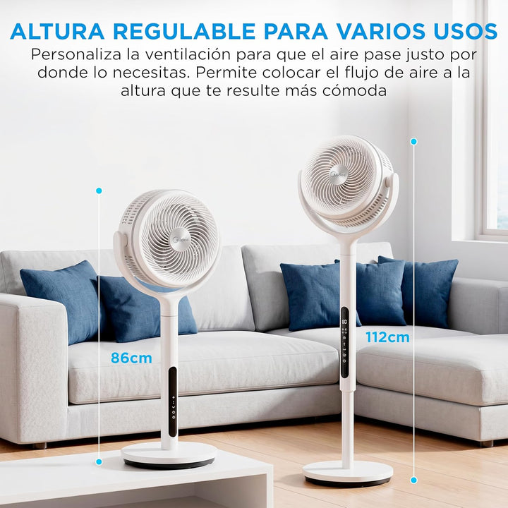 Midea Standventilator mit 12 Geschwindigkeiten, mit Fernbedienung, leiser Ventilator mit Oszillation