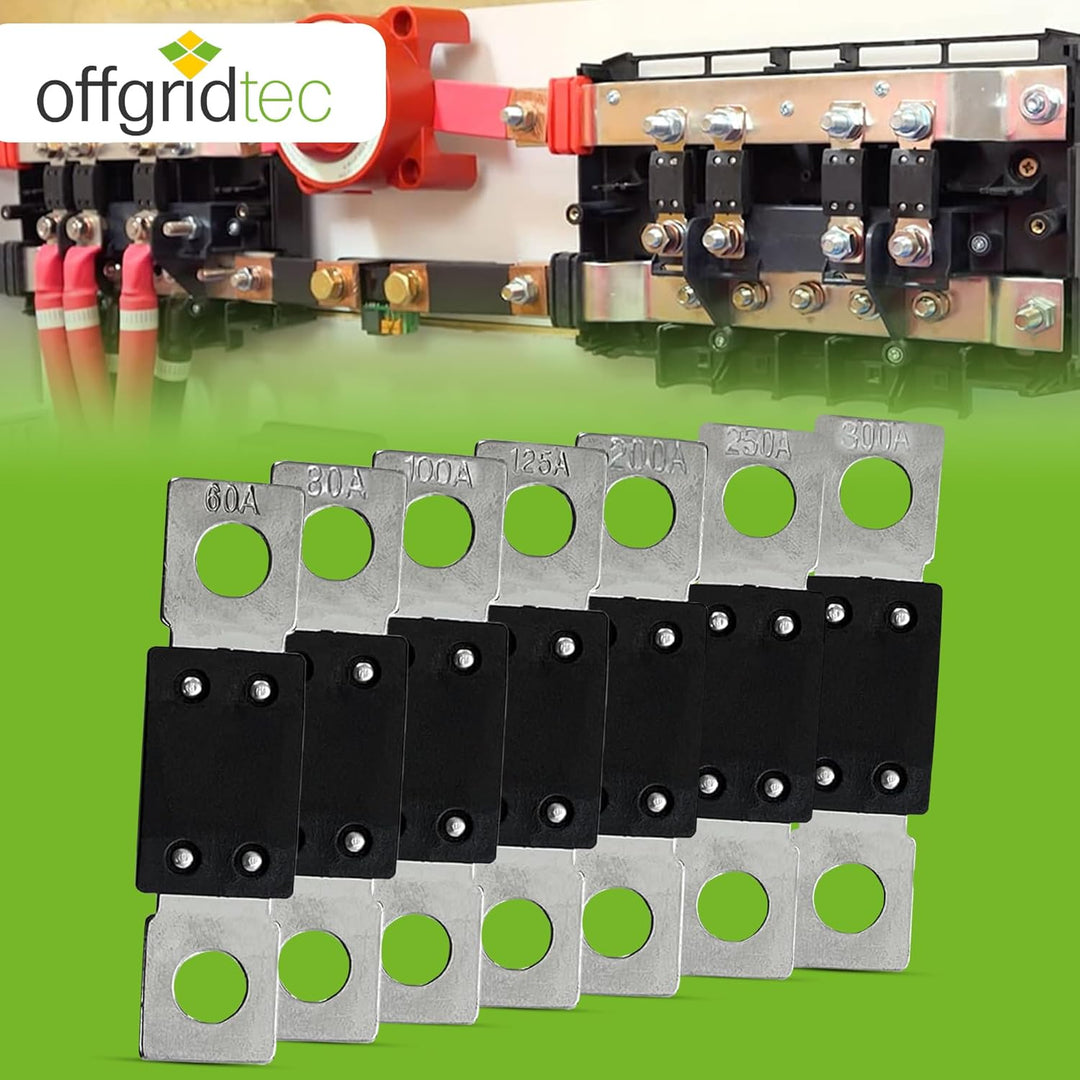 Offgridtec 60A MEGA Sicherung Set für 48V DC Systeme, Hochstrom-Streifen-Sicherungen mit Kupferansch