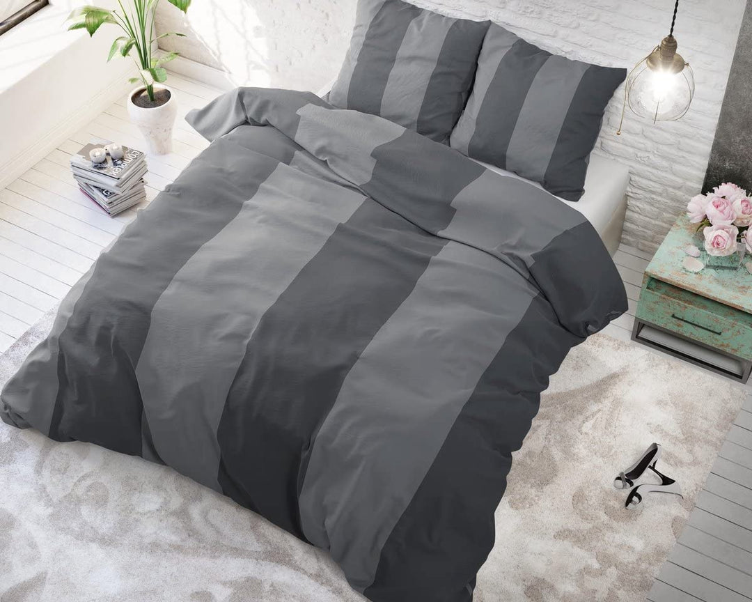 Sleeptime Bettwäsche Baumwolle, Grau, Martin, 240cm x 220cm, Mit 2 Kissenbezüge 60cm x 70cm 240 x 22