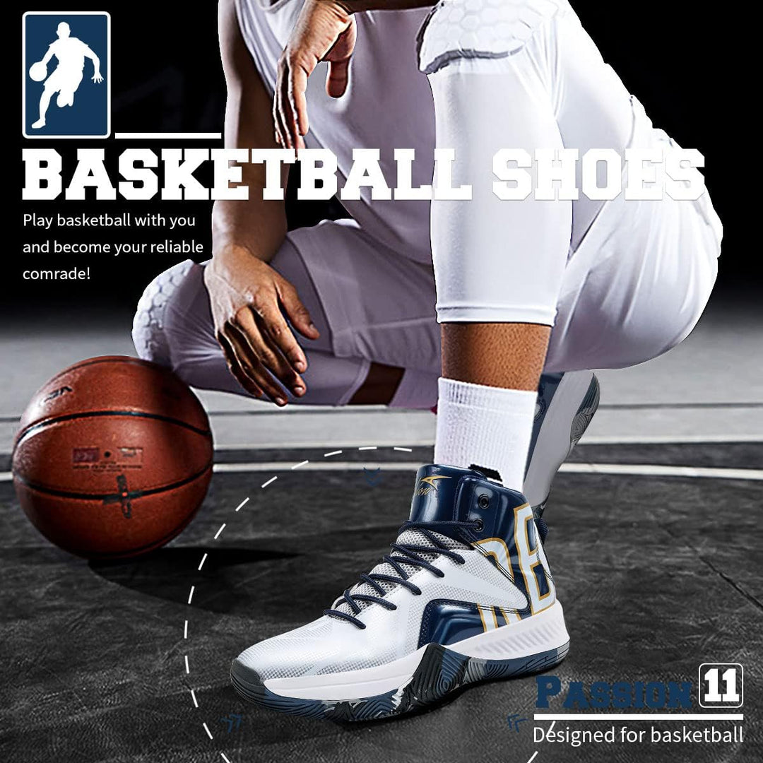 ASHION Basketballschuhe Herren Turnschuhe Anti-Skid Atmungsaktiv Outdoor Sportschuhe 43 EU N Weiss B