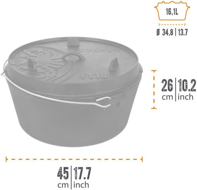Petromax Dutch Oven Stieltopf, Unisex, Erwachsene Schwarz, Schwarz