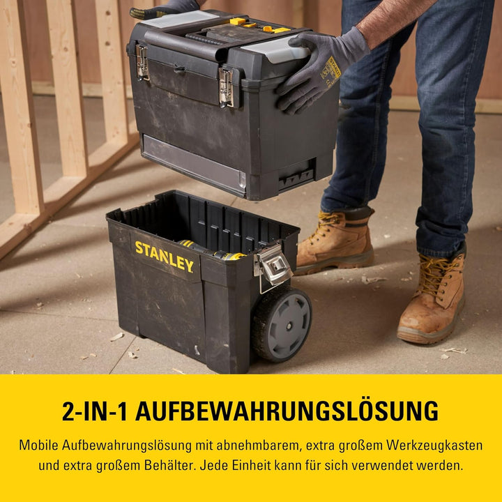 Stanley Rollende Werkstatt (47,3 x 30,2 x 62,7 cm, zwei separat verwendbare Werkzeugboxen, robuster