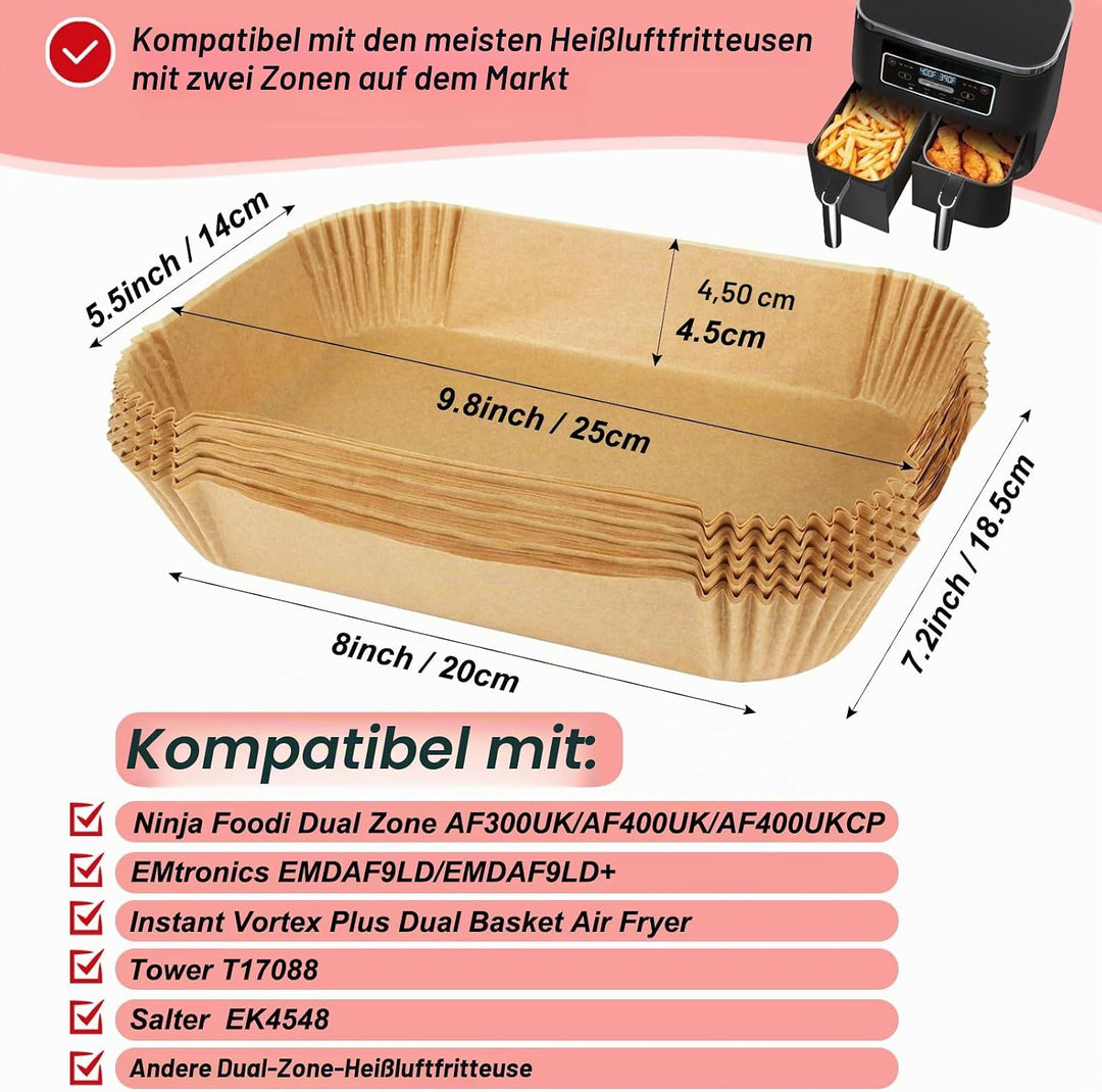 BYKITCHEN 150 Stück airfryer backpapier für Ninja Foodi Heissluft-Fritteuse,Air Fryer Zubehör für AF