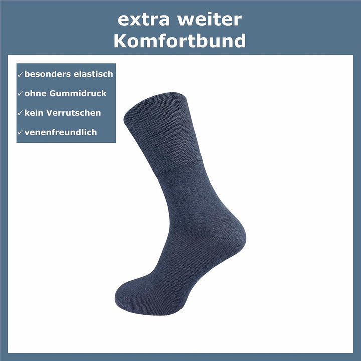 GAWILO 10 Paar PREMIUM Socken ohne drückende Naht | Damen &amp; Herren | gekämmte Baumwolle | extra weit
