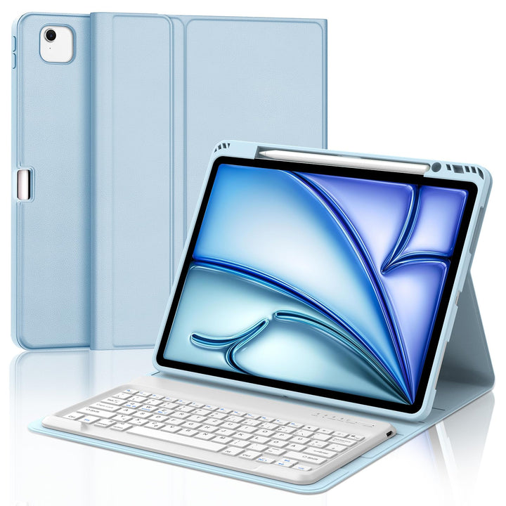 IVEOPPE Hülle mit Tastatur für iPad Air 13 Zoll M4 2026/M3 2025/M2 2024, Magnetisch Abnehmbare Bluet