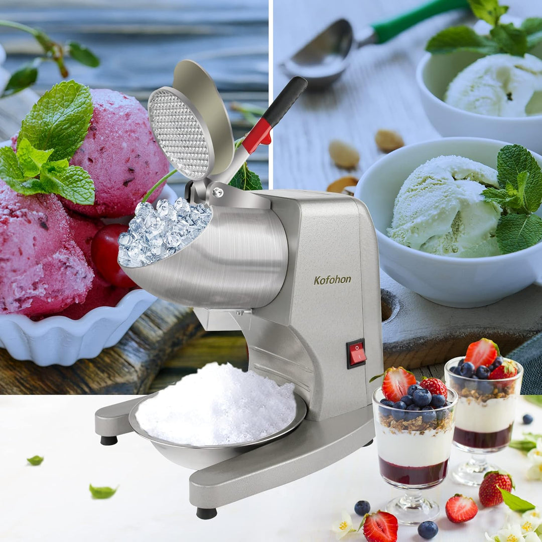 KOFOHON ICE CRUSHER Eisrasierer, elektrischer Eisbrecher. Medium Silver, Medium Silver