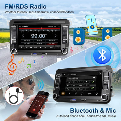 Podofo Autoradio für VW Golf 5 6 Polo Seat Skoda Radio mit Wireless Carplay Android Auto, 1+32G 7 Zo