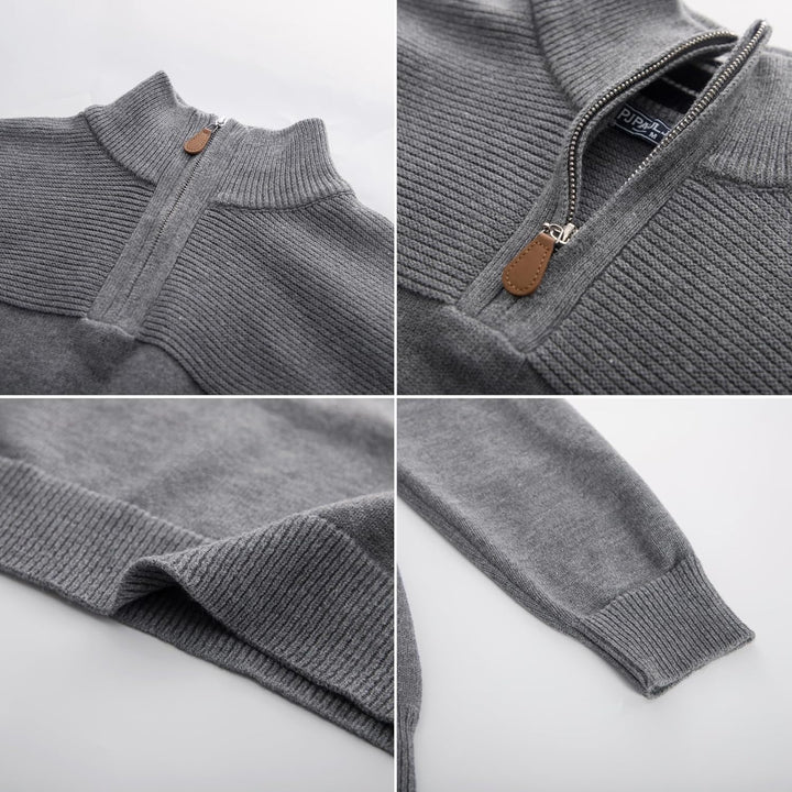 PJ PAUL JONES PaulJones Troyer Pullover Herren Strickpullover mit Reissverschluss und Stehkragen Arb