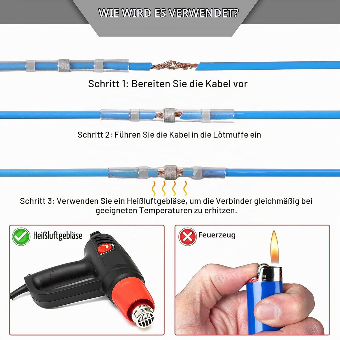 Hotop 300 Stück 26-24 AWG Lötdichtung Draht Anschlüsse Wärmeschrumpf Stossverbinder Wasserdichter Is