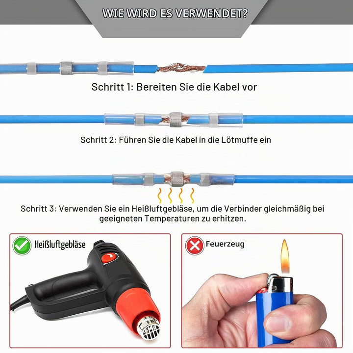 Hotop 300 Stück 26-24 AWG Lötdichtung Draht Anschlüsse Wärmeschrumpf Stossverbinder Wasserdichter Is