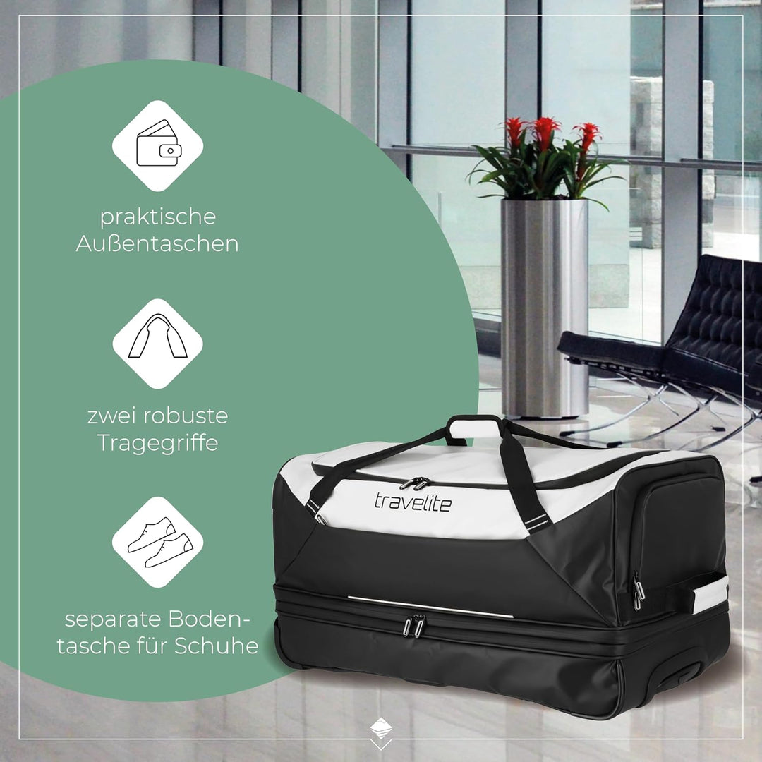 Travelite Trolley Reisetasche mit Rollen aus wasserabweisendem Material, Basics Weichgepäck Rolltasc