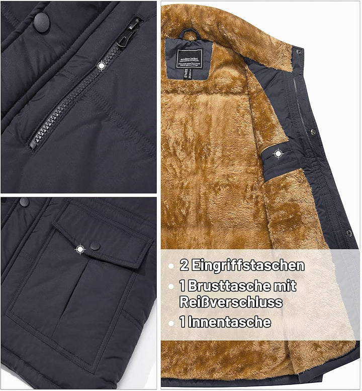 MAGCOMSEN Winterweste Herren Gefüttert Outdoor Weste Warme Fleeceweste Freizeit Ärmellos Jacke Therm