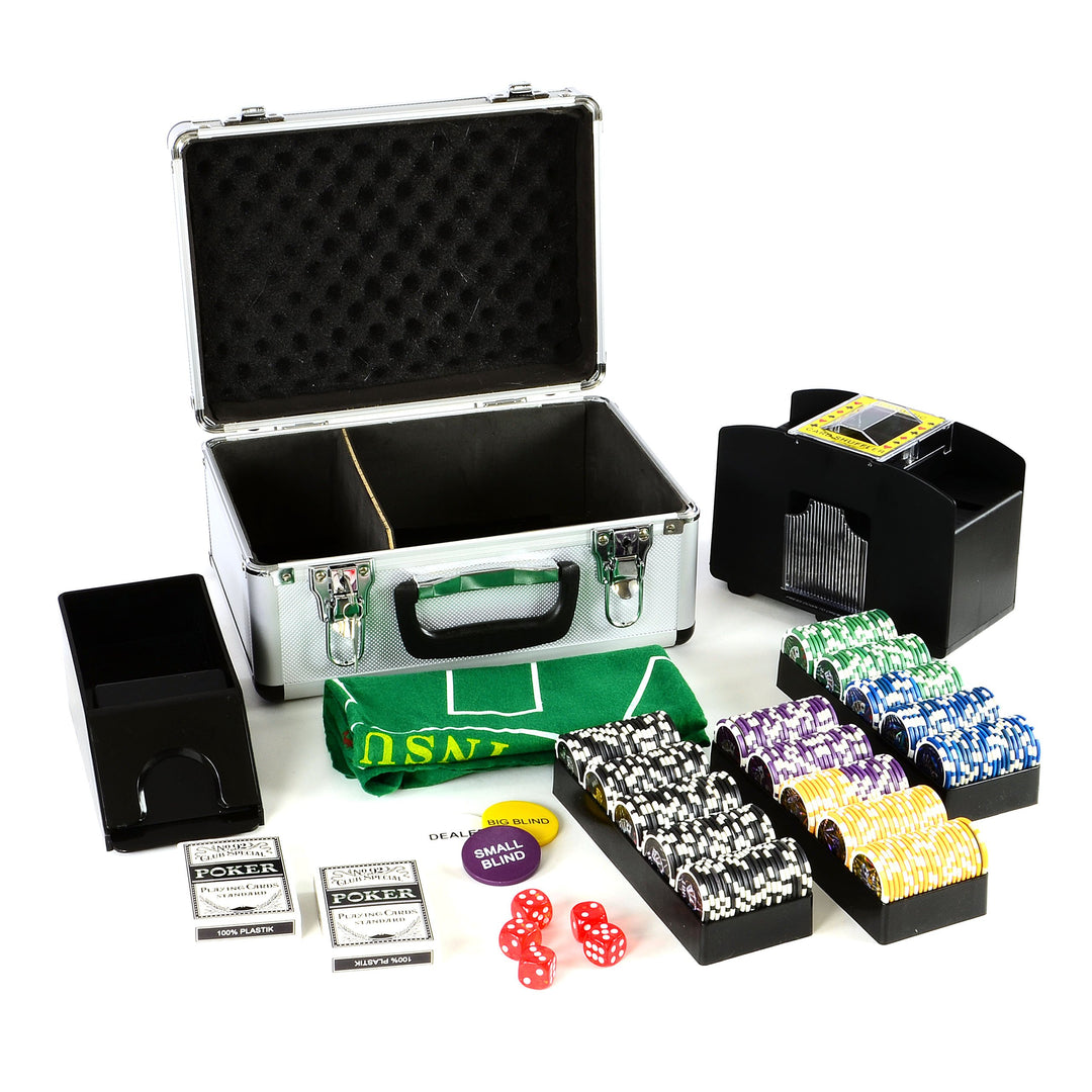 Pokerkoffer Deluxe Pokerset mit 300 Ocean Champion Chips mit viel Zubehör Kartenmischer Kunststoffka
