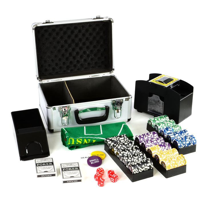 Pokerkoffer Deluxe Pokerset mit 300 Ocean Champion Chips mit viel Zubehör Kartenmischer Kunststoffka