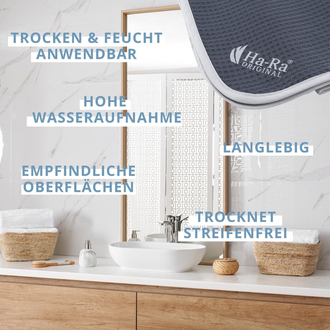 Ha-Ra Hammer-Tuch 2er-Spar-Set 67x50cm I Microfaser Putztuch saugstark I Trocknet streifenfrei I Feu