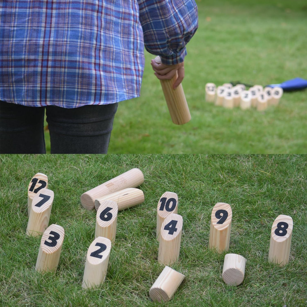 Number Kubb Toss Game Stick Wurfspiel aus Hartholz (mit Tragetasche, Hinterhof) Backyard Wood, Backy