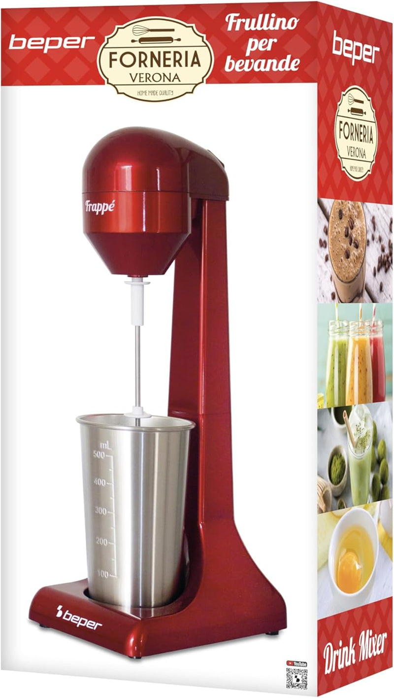 Beper - Elektrischer Standmixer für Milchshakes, Frappés, Smoothies und Cocktails, 2-Gänge, Aluminiu