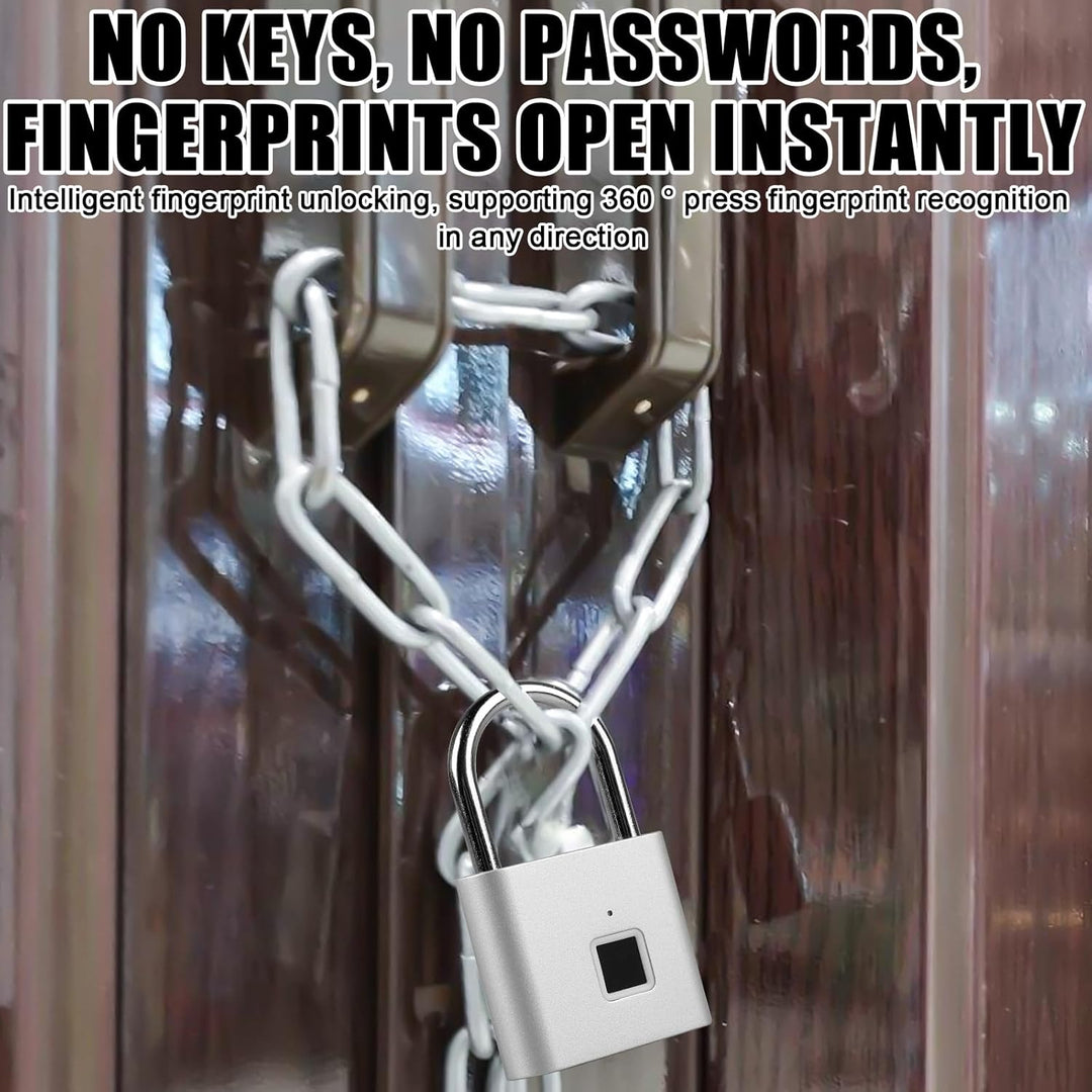 2 Stück Fingerabdruck Schloss, Biometrisch, Vorhängeschloss, Smart Schloss Wasserdicht, USB-Aufladun