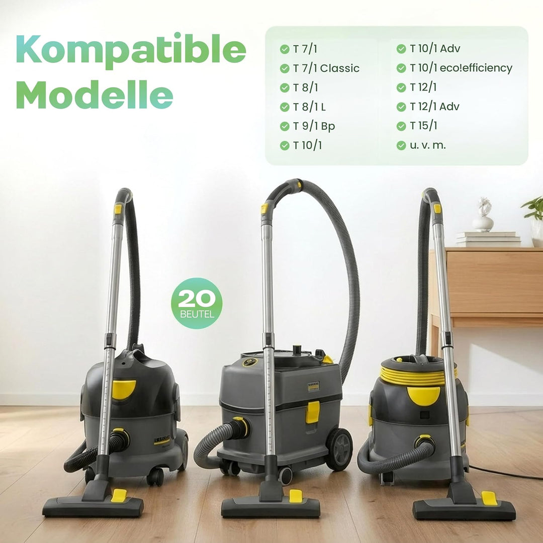 20 Staubsaugerbeutel passend für Kärcher Staubbeutel 6.904-084.0, 6.904-333.0, Serie Kärcher T7/1, T