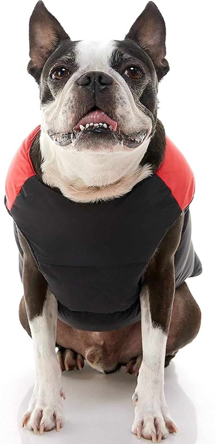 Gooby - Gepolsterte Weste, Hundejacke, Mantel, Pullover mit Reissverschluss und Leinen-Ring, Rot, Gr