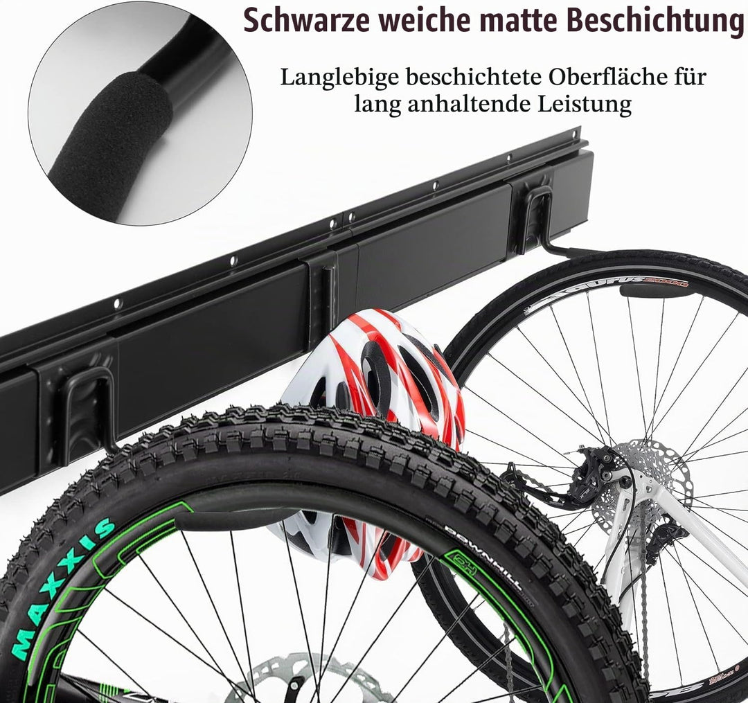 Sinoer Fahrradwandträger,Wandhalterung für 6 Fahrräder + 5 Helme, Werkzeugaufbewahrungshaken einstel