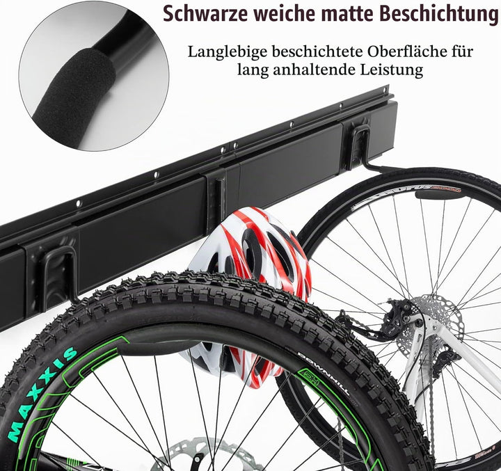 Sinoer Fahrradwandträger,Wandhalterung für 6 Fahrräder + 5 Helme, Werkzeugaufbewahrungshaken einstel