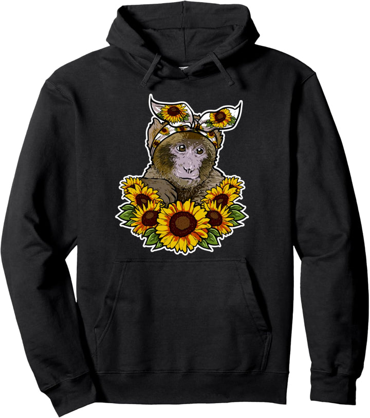 Süsses Affen Liebe Geschenk Sonnenblumen Dekor Affe Pullover Hoodie