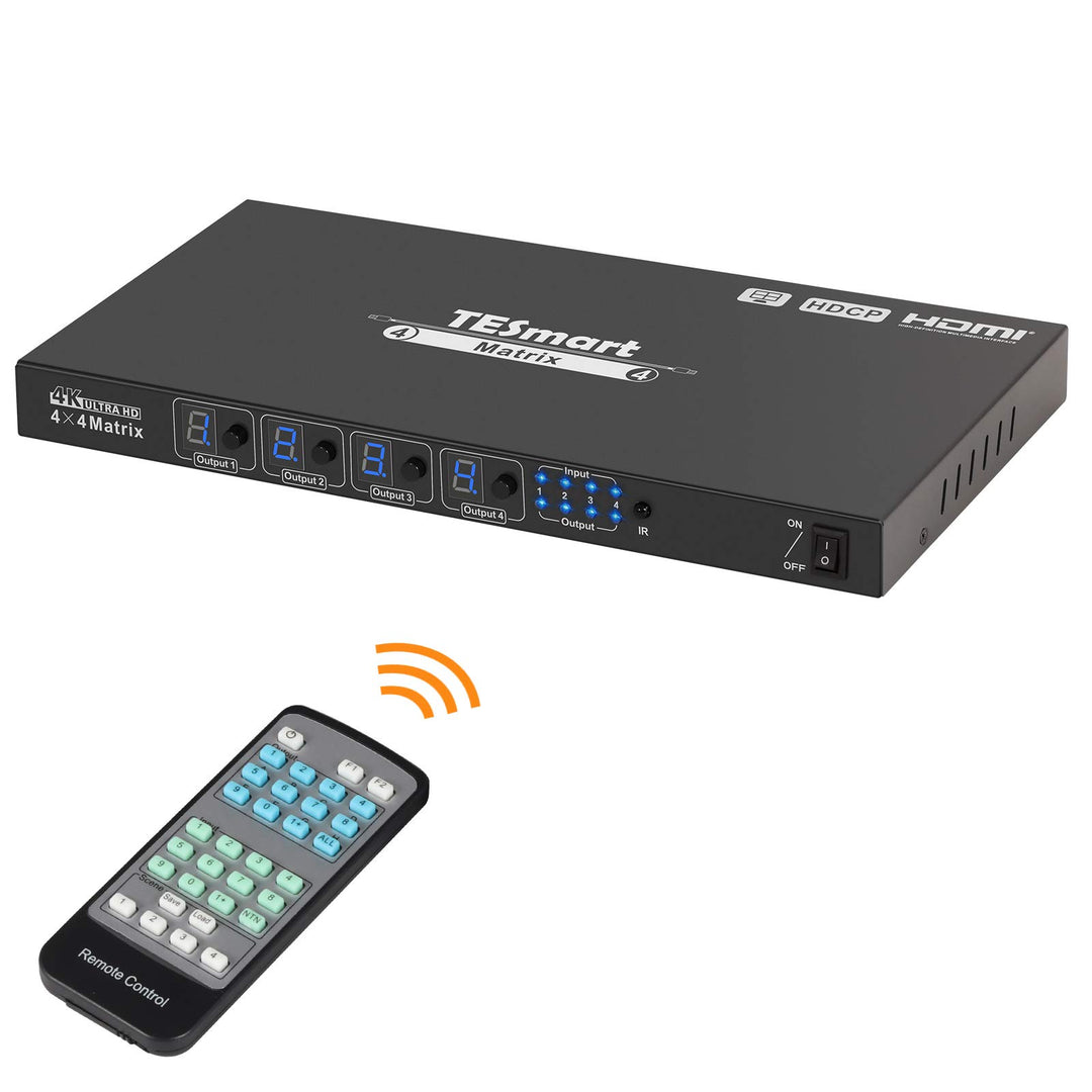 TESmart 4x4 HDMI Matrix Switch 4K bei 30Hz UHD | 4 in 4 Out HDMI Matrix Switcher Video-Switcher im M