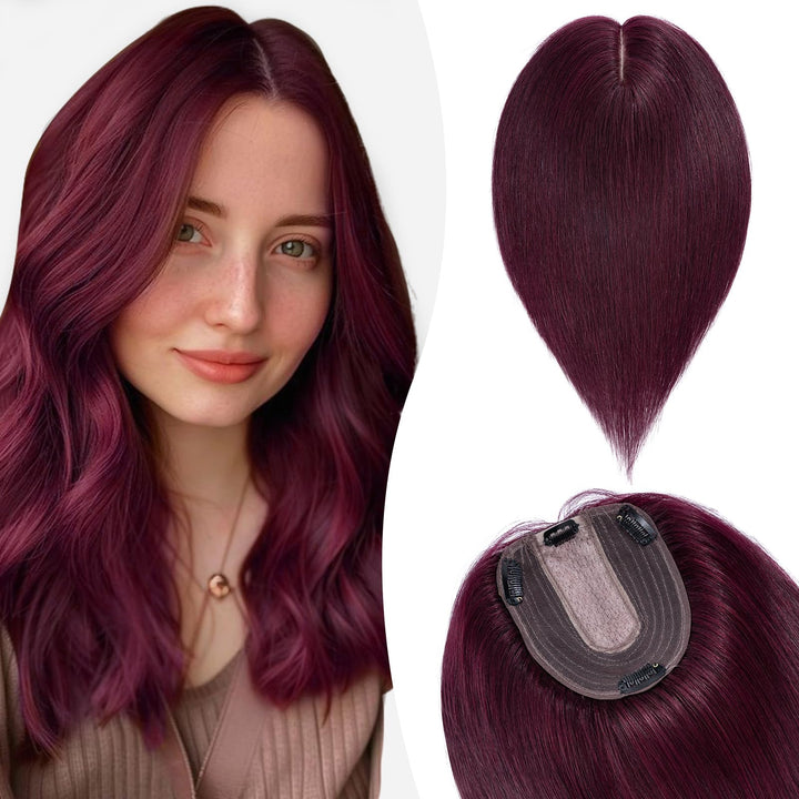 Silk-co Hair Topper Echthaar 10x12cm, Basis Toupet Damen, Haartopper Echthaar mit Remy Seide Basis,